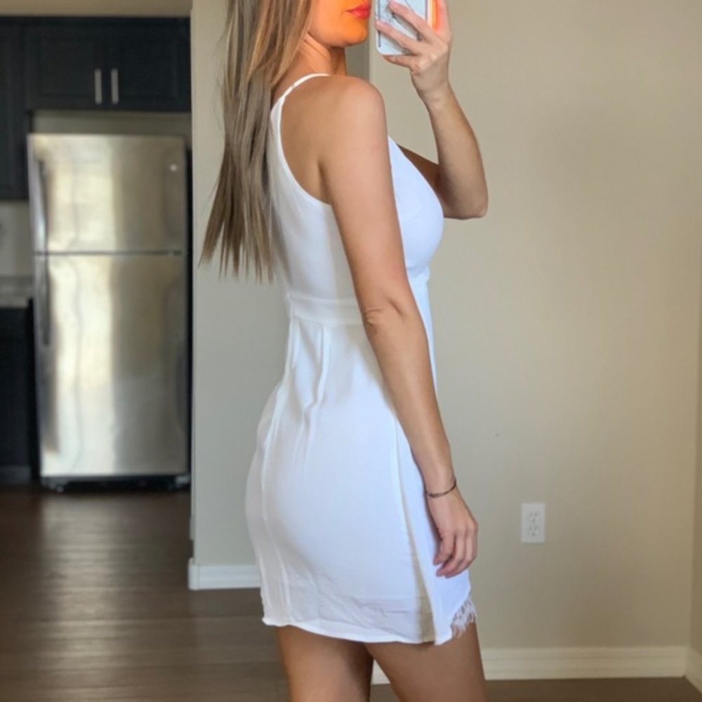 New Anthropologie White Lace Wrap Dress - Picture 3 of 6